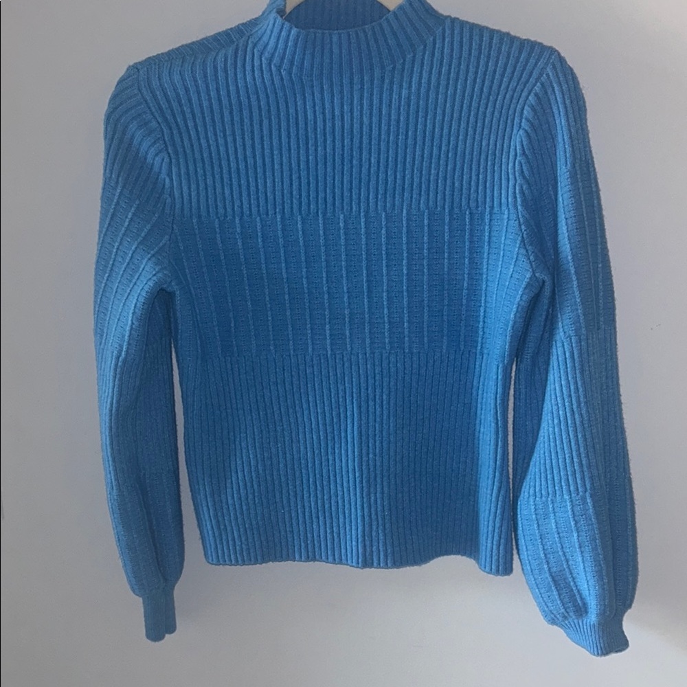 Blue Ribbed Women's Sweater